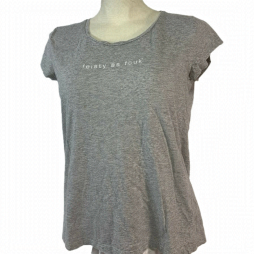 French Connection FCUK “Fiesty as Fcuk” Gray T-Shirt